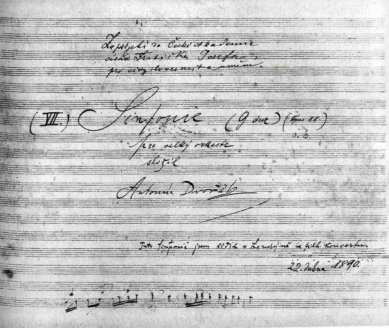 Manuscript of 8th symphony